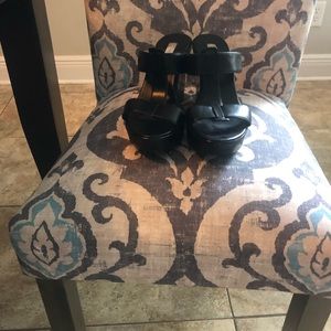 INC black wedge sandals